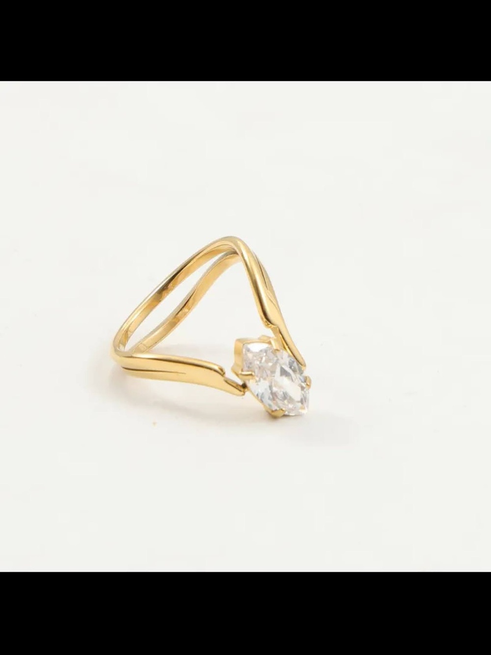 Gold Stainless Steel With Zircon Ring - Women Jewelry